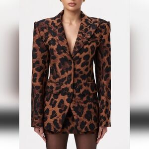 Naked Wardrobe Brown Leopard Blazer